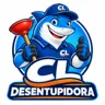Logo da CL Desentupidora com mascote tubarão